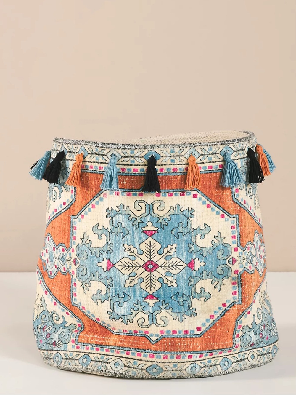 Anthropologie Amina Rug Basket Blue & Orange